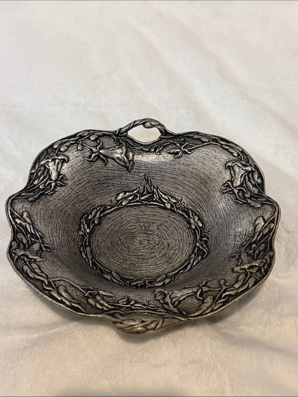 Vintage USA Carson Pewter Statesmetal Floral Bowl